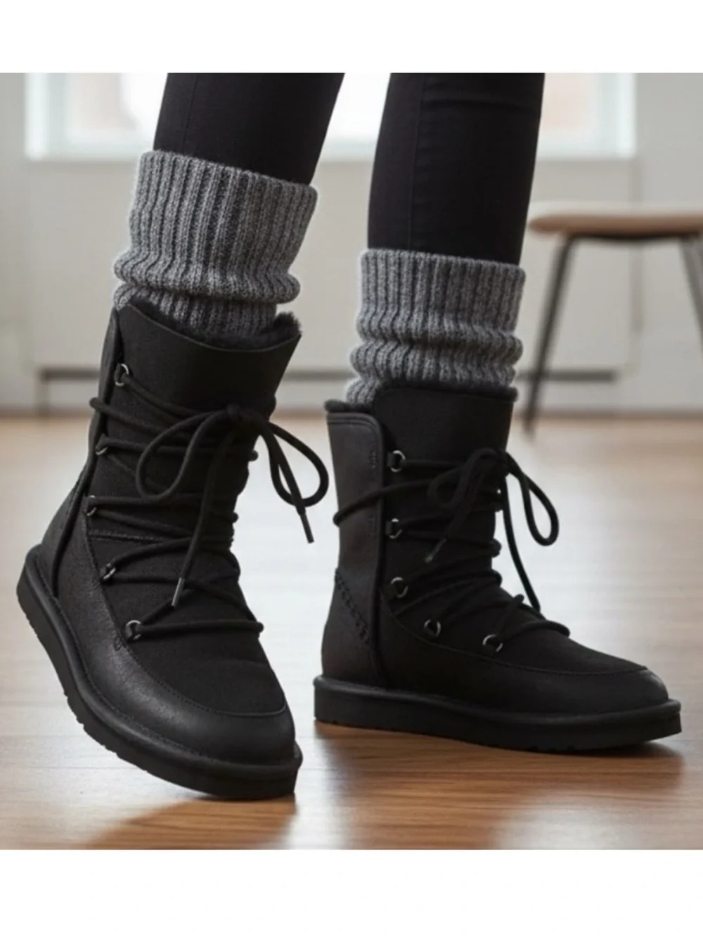 Ugg Black Lodge Lace Up Boot 7 Style 1013941